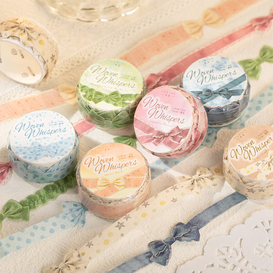 [2601-223] Woven Whisper Series Die Cut Washi Tape Journal Decoration Set 6 Styles