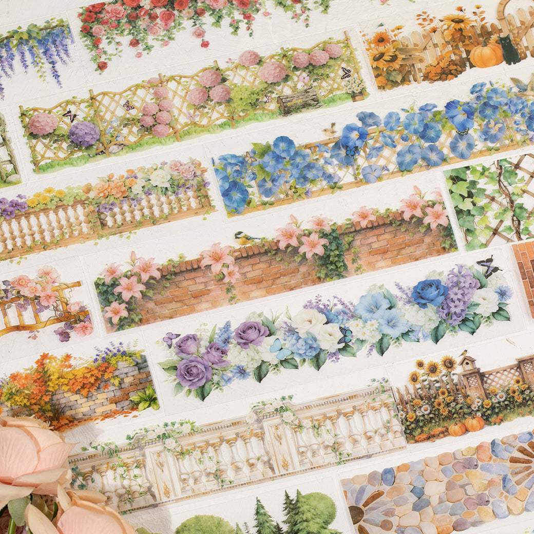 [2603-143] Floral Background PET Tape Stickers 2 Styles