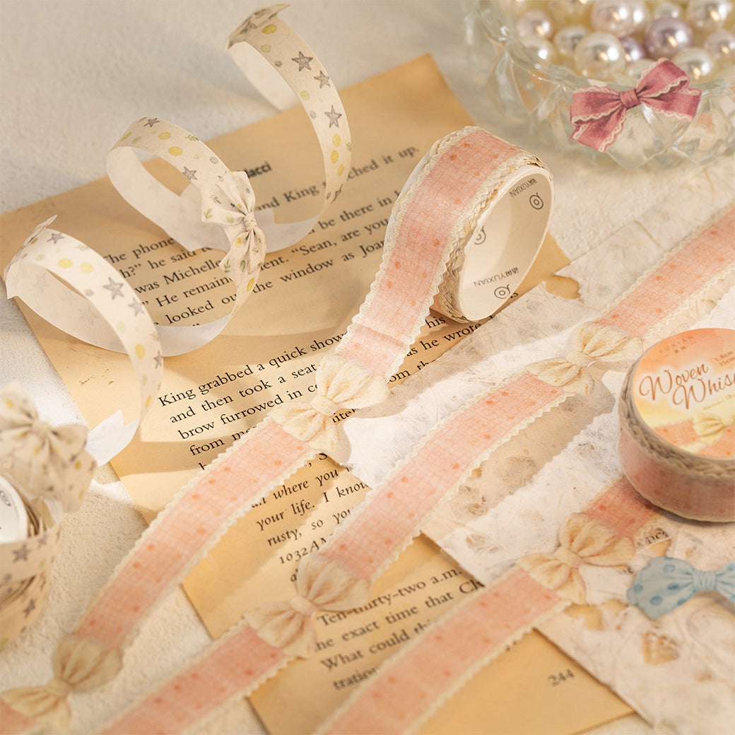 [2601-223] Woven Whisper Series Die Cut Washi Tape Journal Decoration Set 6 Styles