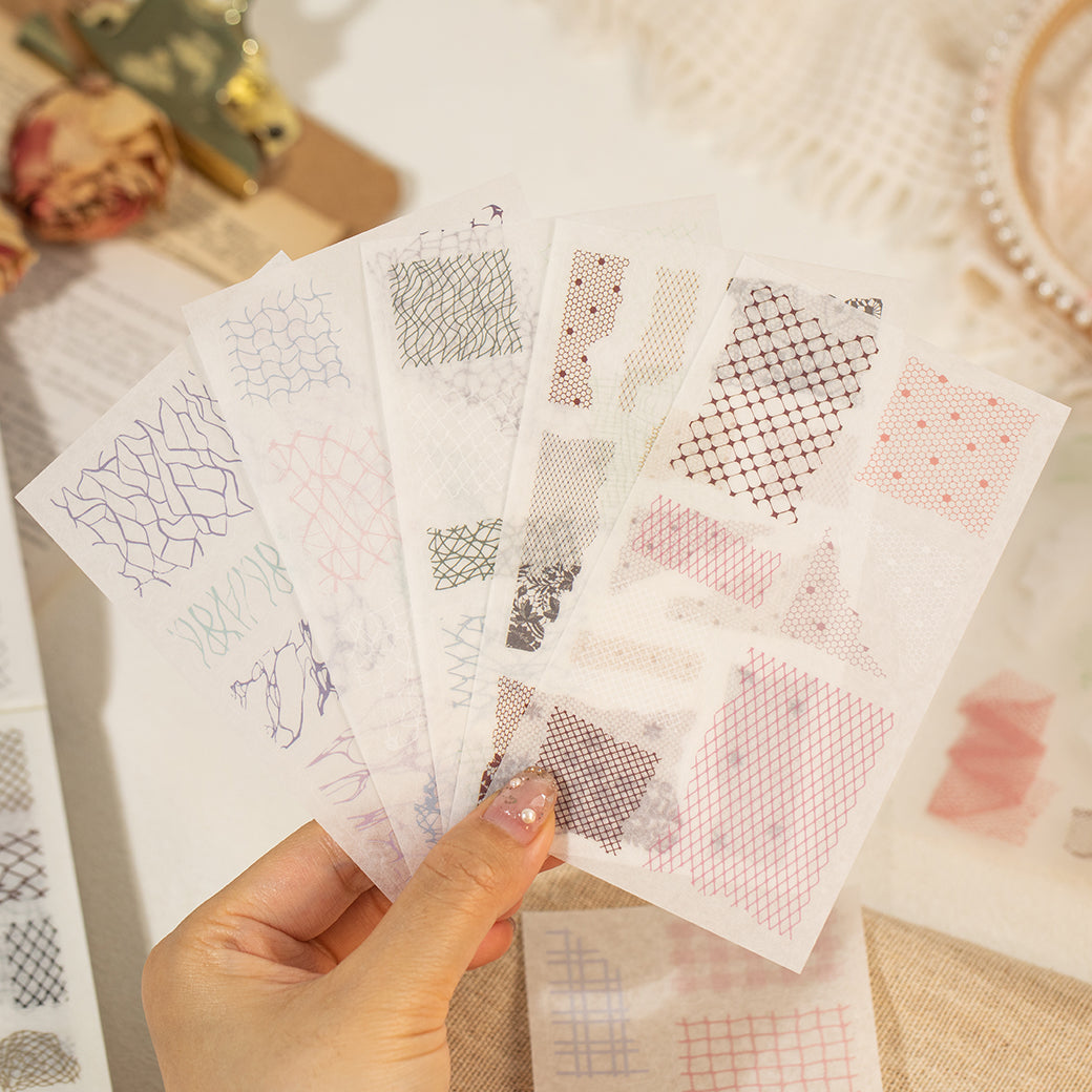 [2603-115] Vintage Mesh Journal Collage Sticker Book 2 Styles