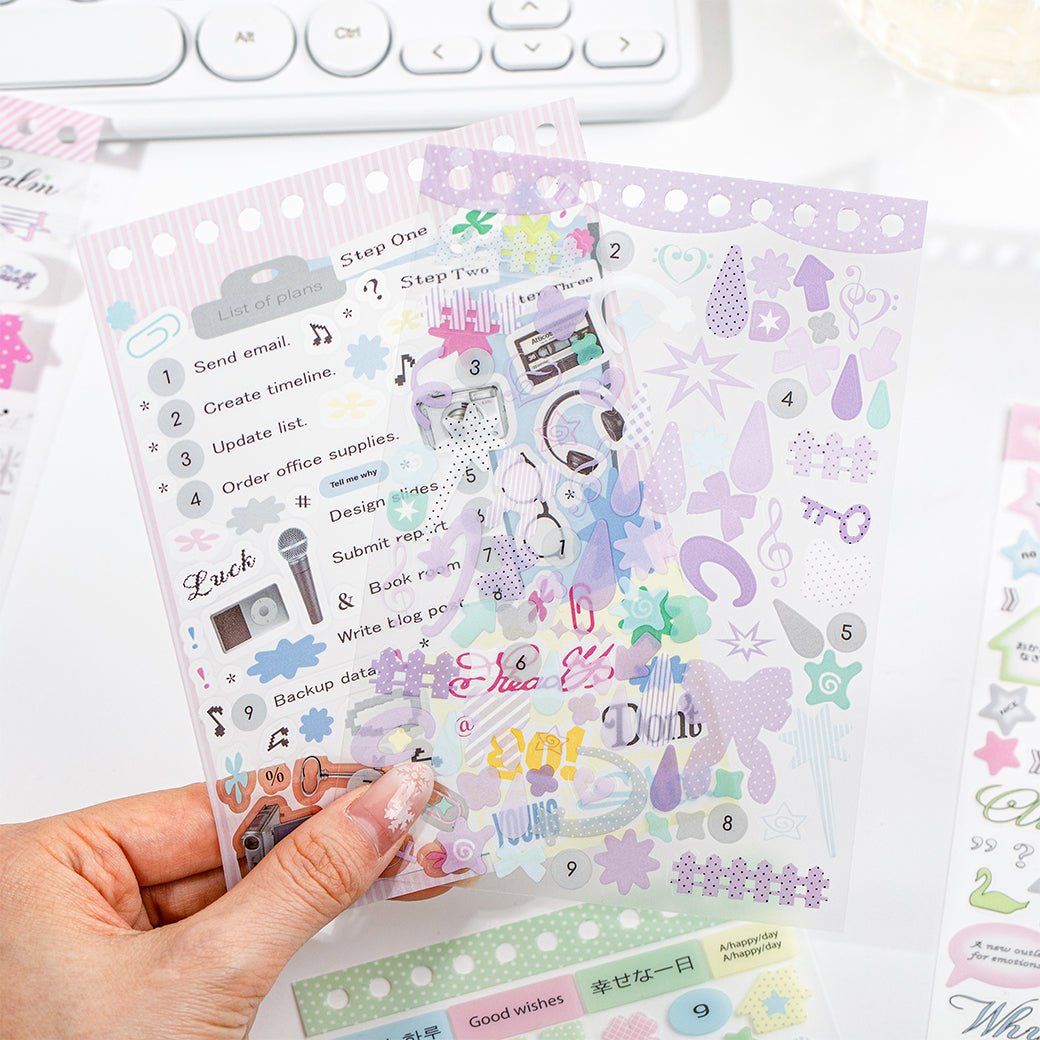 [2601-220] Falling Rain Series PET Spiral Journal Sticker Book 30 Sheets