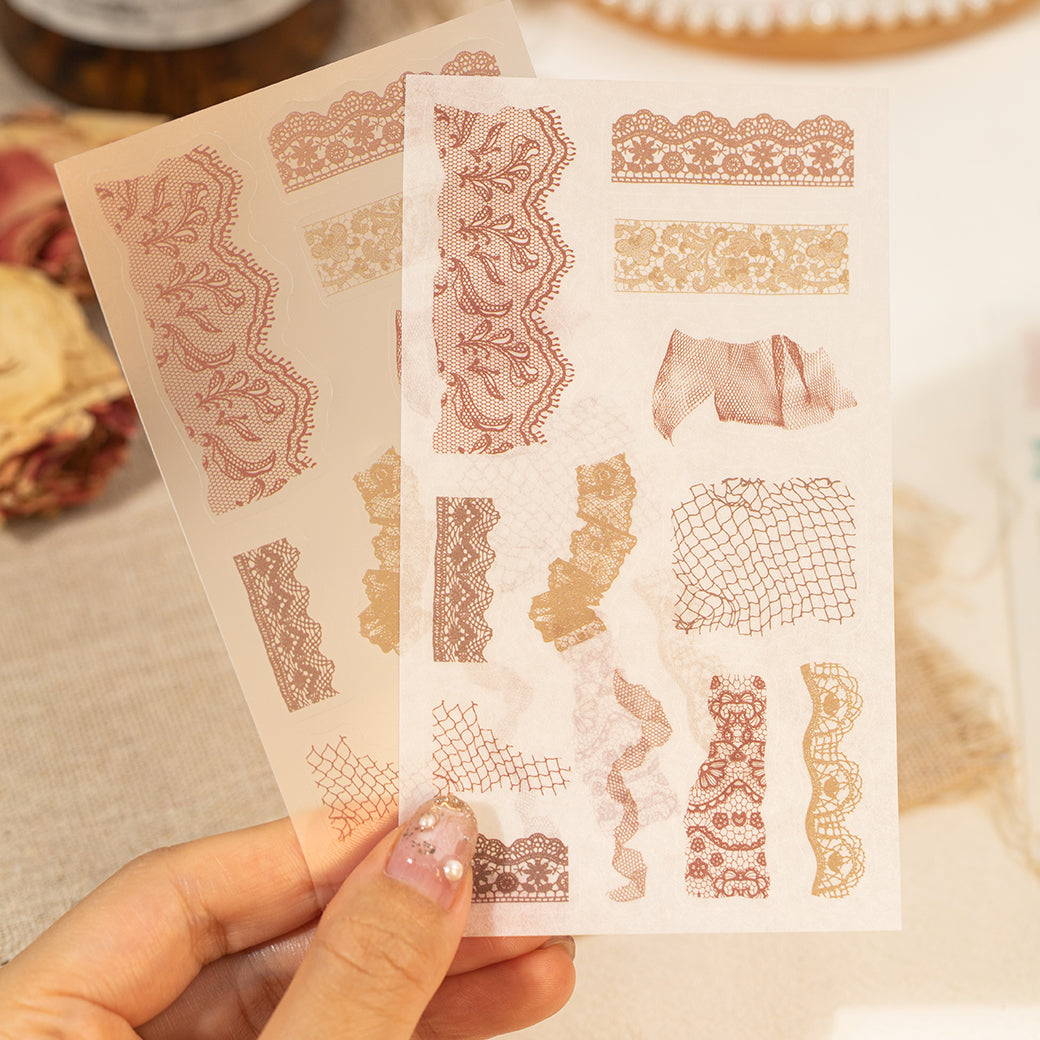 [2603-115] Vintage Mesh Journal Collage Sticker Book 2 Styles