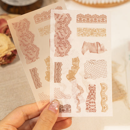 [2603-115] Vintage Mesh Journal Collage Sticker Book 2 Styles