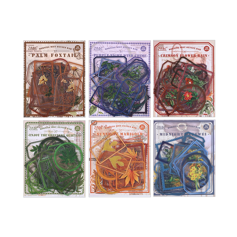 [2603-063] Transparent Vintage Floral Stickers 6 Styles