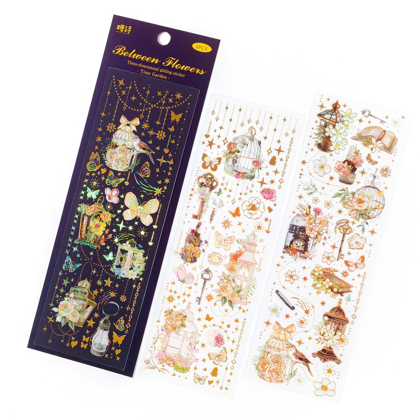 [2602-019] Vintage Gold Foil Sticker Set 4 Styles