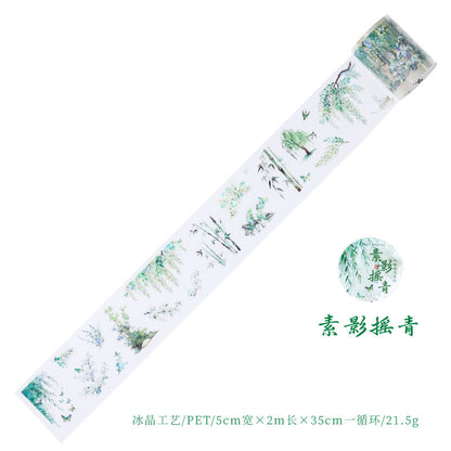 [2601-151] Crystal PET Washi Tape – Elegant Botanical Branches (4 Designs)