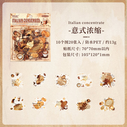 [2603-045] Vintage Coffee PET Background Stickers 6 Styles