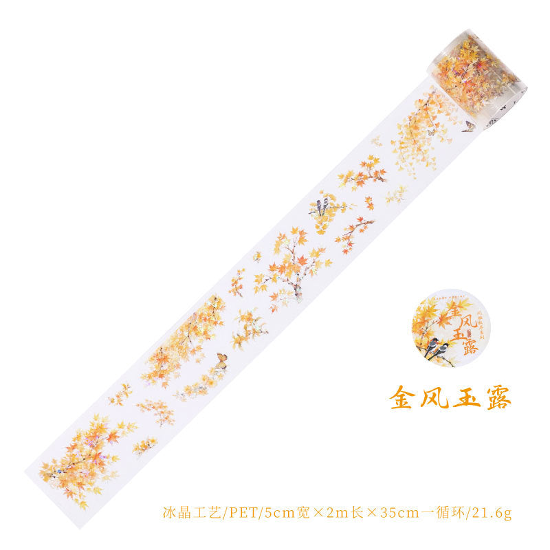 [2601-151] Crystal PET Washi Tape – Elegant Botanical Branches (4 Designs)