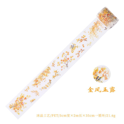 [2601-151] Crystal PET Washi Tape – Elegant Botanical Branches (4 Designs)