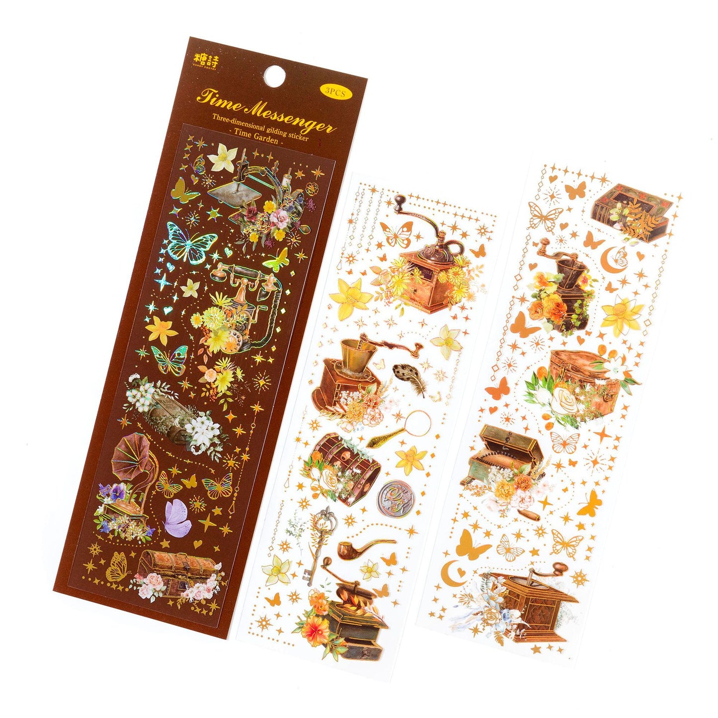 [2602-019] Vintage Gold Foil Sticker Set 4 Styles