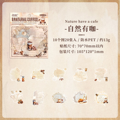[2603-045] Vintage Coffee PET Background Stickers 6 Styles