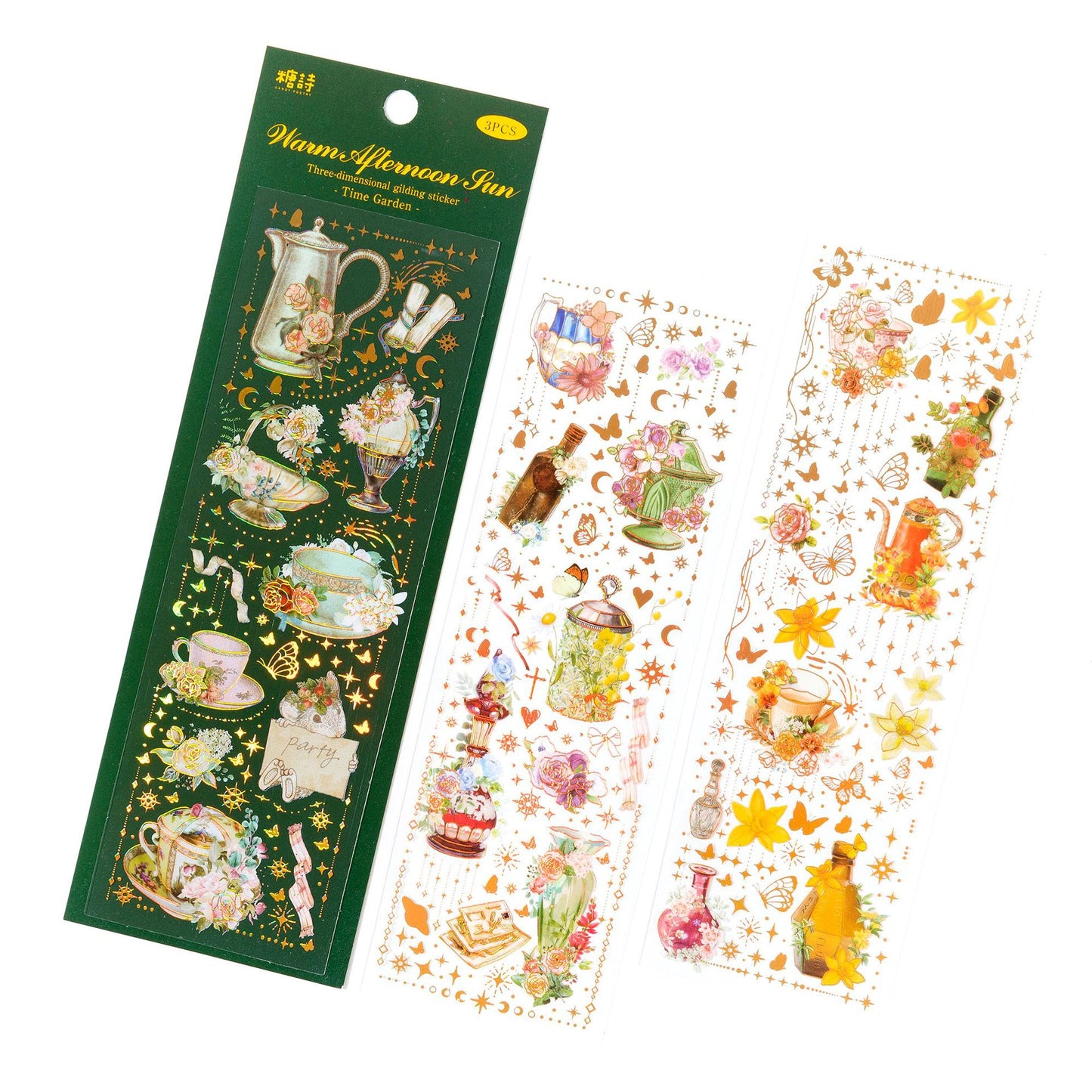 [2602-019] Vintage Gold Foil Sticker Set 4 Styles