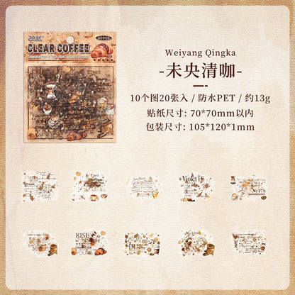 [2603-045] Vintage Coffee PET Background Stickers 6 Styles